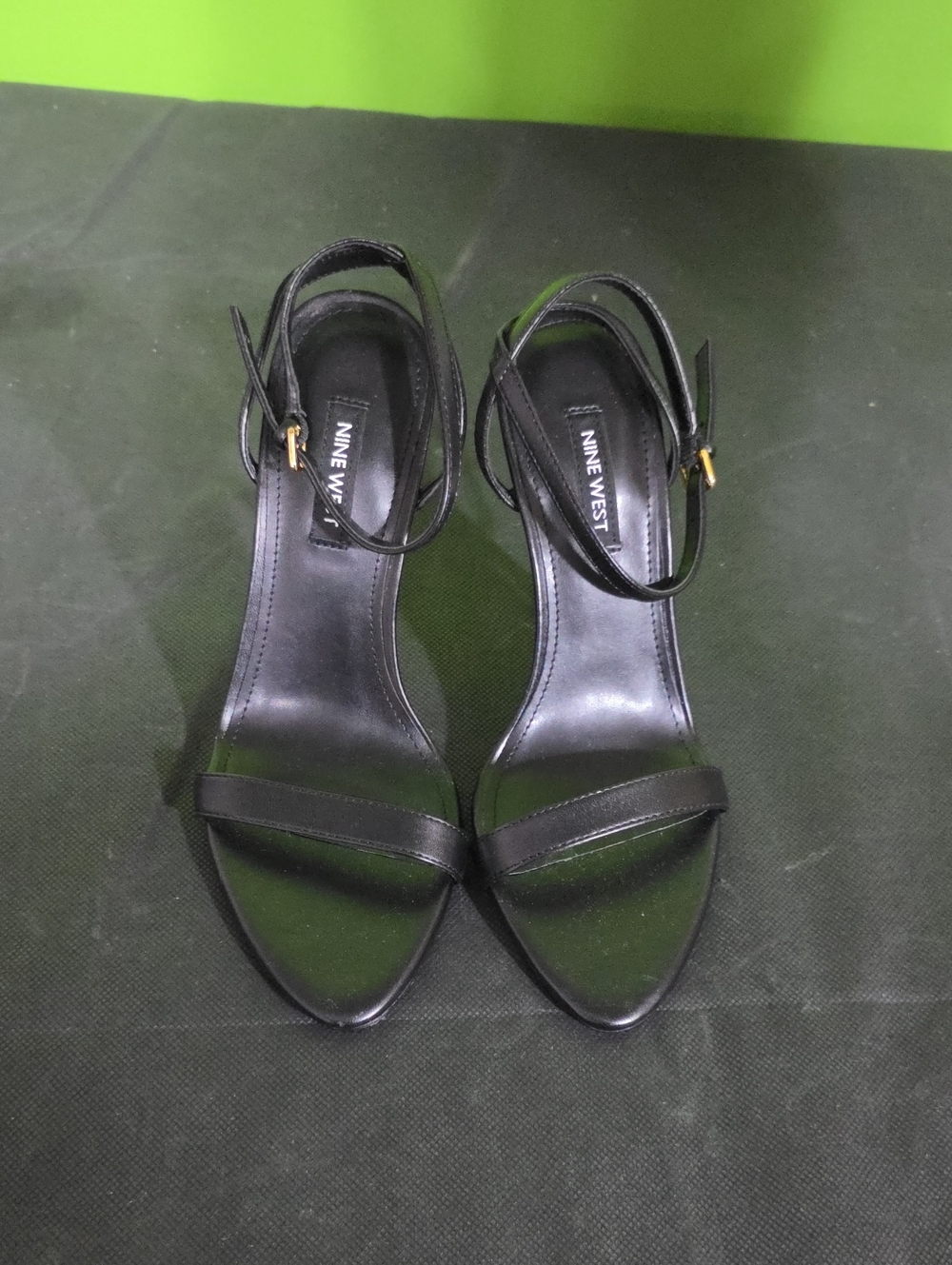 Nine West Black Strappy Ankle-Heel Sandals Size 6.5M
